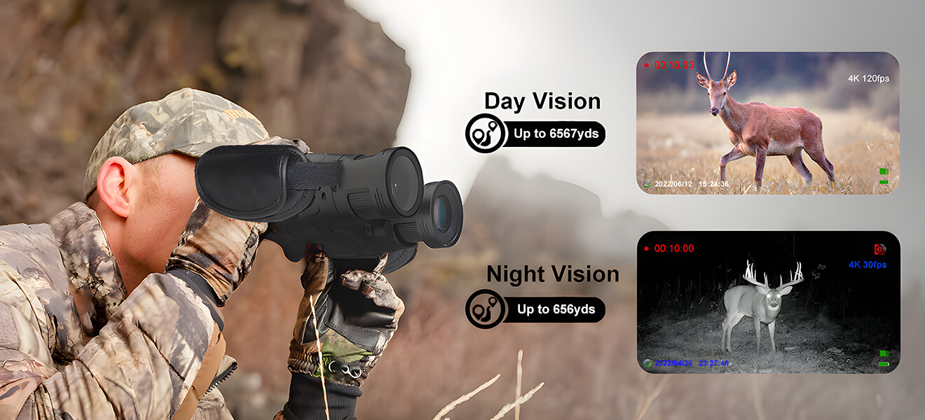 Find NV200 35mm 4K Day/Night Vision Binoculars with Laser Rangefinder